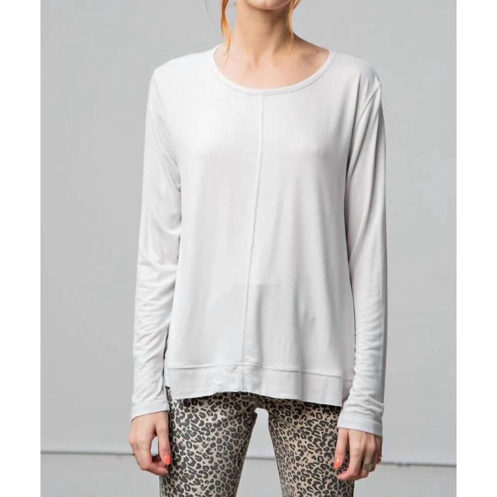 NEW EASEL long sleeve boxy knit top - plus in silver